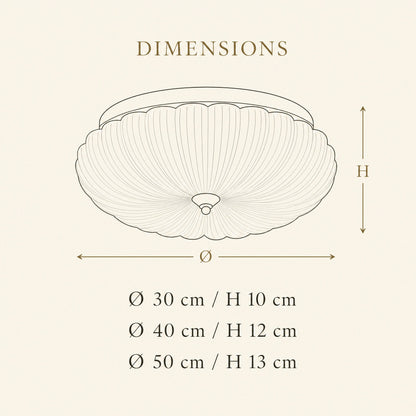 Schéma des dimensions du plafonnier Kryséa : Ø 30, 40 et 50 cm | Delvanie