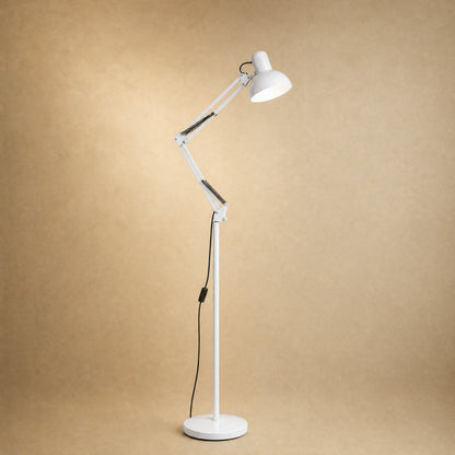 Lampadaire liseuse à bras articulé, coloris blanc laqué | Delvanie