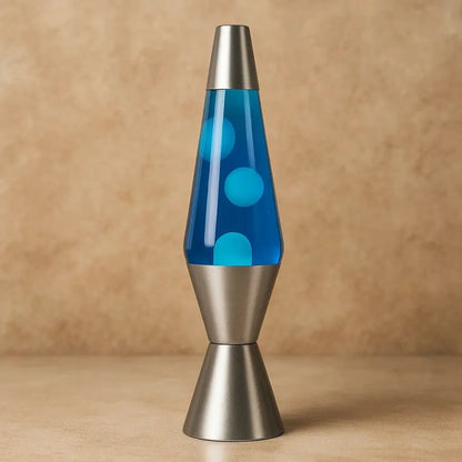 Lampe a Lave - Voyage Lumineux | Geysera - Étain bleu marine |   Delvanie