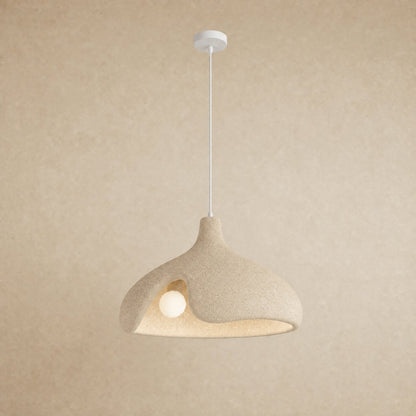 Suspension galet sablé beige moucheté effet pierre pour îlot de cuisine, Ø 40 cm | Delvanie