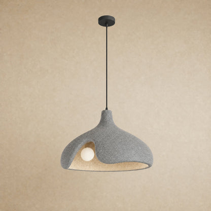 Suspension galet sablé gris moucheté effet pierre pour îlot de cuisine, Ø 40 cm | Delvanie