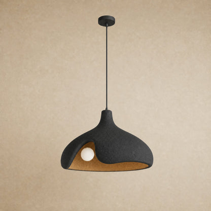 Suspension galet sablé noir effet pierre pour îlot de cuisine, Ø 40 cm | Delvanie