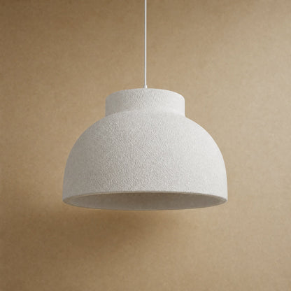 Lustre chambre wabi-sabi Nivoya blanc, dôme crépi sculpté à la main | Delvanie