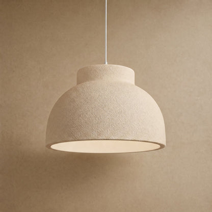 Lustre chambre wabi-sabi Nivoya crème, dôme crépi sculpté à la main | Delvanie
