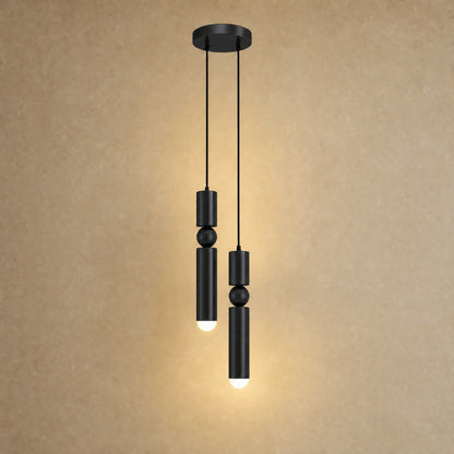 Lustre moderne Sumiro en noir mat, version deux lumières | Delvanie