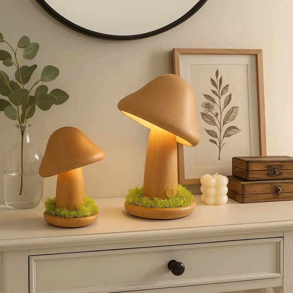 Lampe Champignon Bois <br> Éclat Organique | Fungor | Delvanie