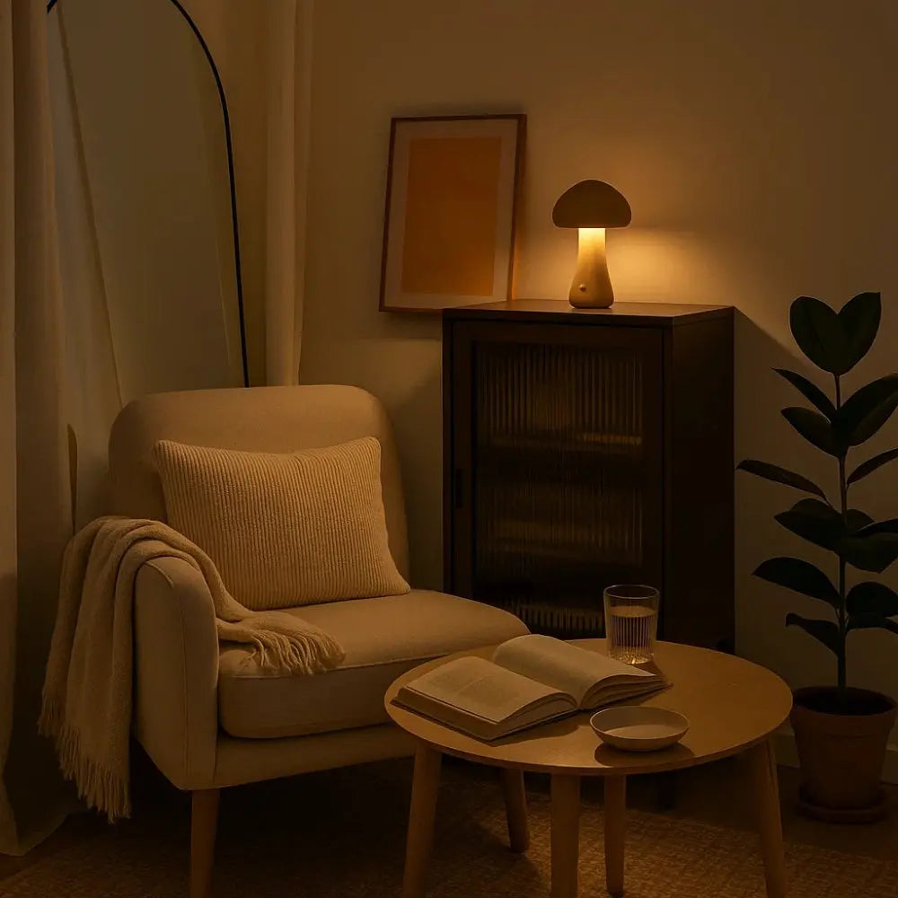 Lampe de Chevet Champignon <br> Lueur Enveloppante | Mushara | Delvanie