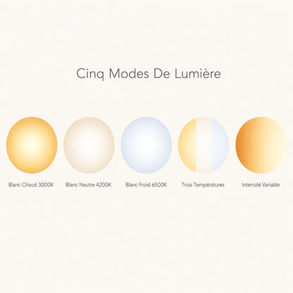 Les cinq modes de lumière de la suspension Namiyo, de blanc chaud 3000K à intensité variable | Delvanie