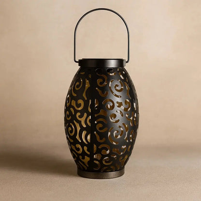 Lampe Extérieure Solaire - Éclat Sculpté | Luminara - Noir |   Delvanie