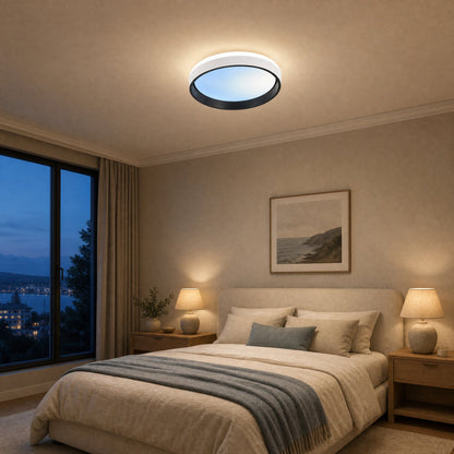 Plafonnier design Azuléa en mode ciel bleu apaisant dans une chambre | Delvanie