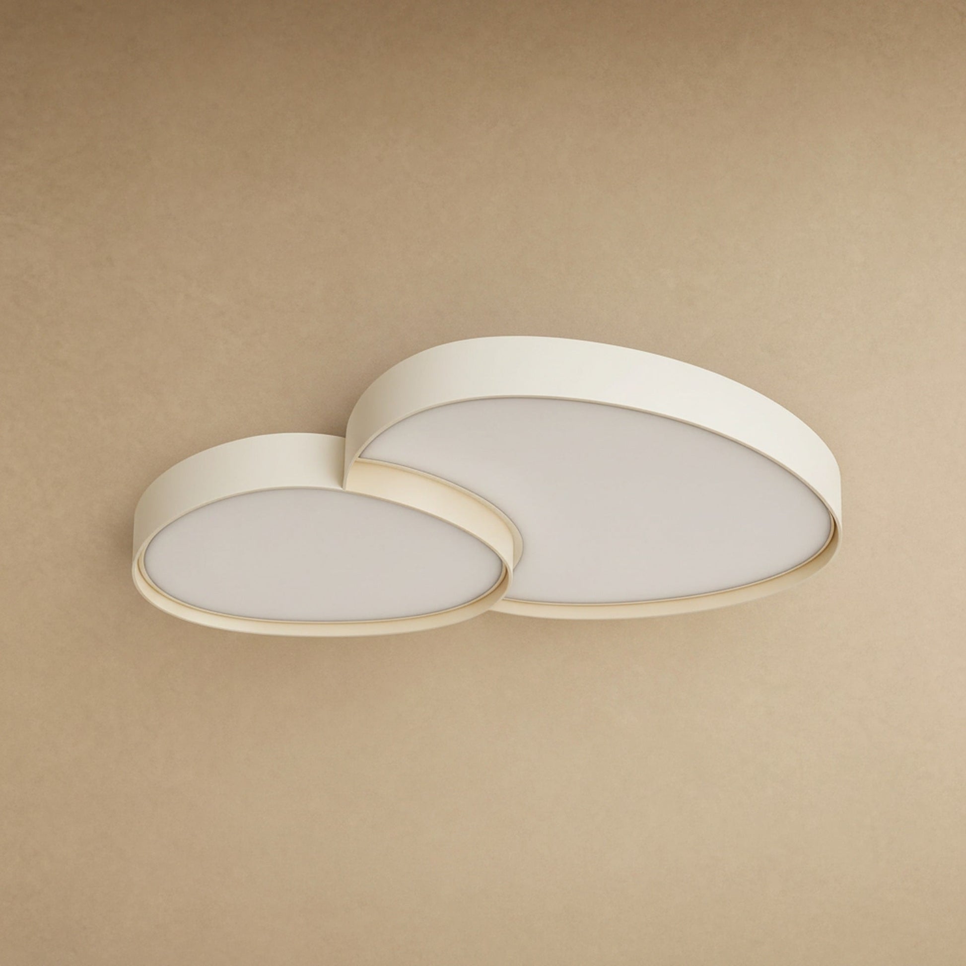 Plafonnier blanc Anteva en version duo de deux galets, packshot | Delvanie