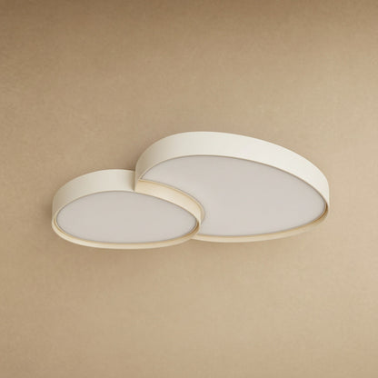Plafonnier blanc Anteva en version duo de deux galets, packshot | Delvanie