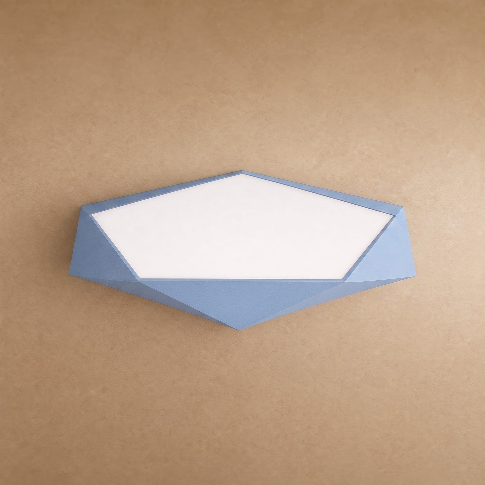 Plafonnier plat pentagone facetté bleu, packshot | Delvanie