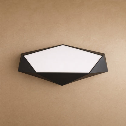 Plafonnier plat pentagone facetté noir, packshot | Delvanie