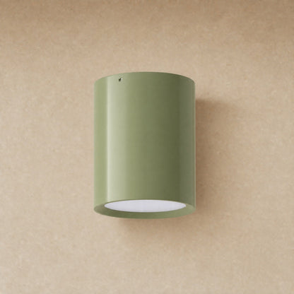 Plafonnier spot cylindrique Vert Sauge, métal laqué | Delvanie