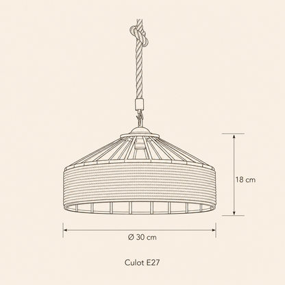 Schéma coté de la suspension corde Chanvéa, Ø 30 cm et 18 cm de hauteur | Delvanie