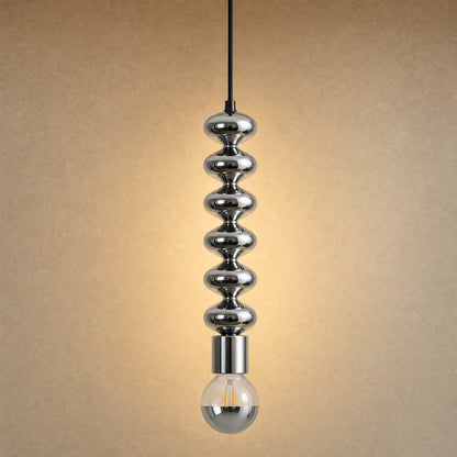 Suspension Tamayu en chrome poli avec globe demi-miroir | Delvanie