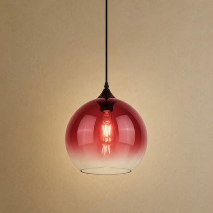 Suspension plafond Iridana, globe de verre dégradé rouge | Delvanie